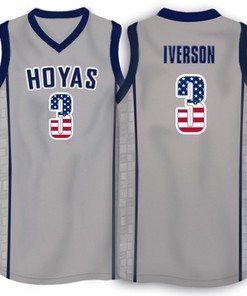 Male Georgetown Hoyas Grey Allen Iverson NCAA College Basketball Jersey