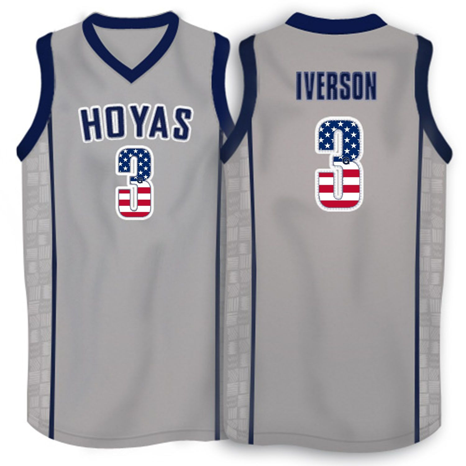Male Georgetown Hoyas Grey Allen Iverson NCAA College Basketball Jersey