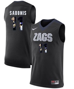 Male Gonzaga Bulldogs Black Domantas Sabonis NCAA Basketball Jersey with Player Pictorial