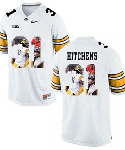 Male Iowa Hawkeyes White Anthony Hitchens College Football Jersey