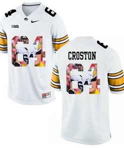 Male Iowa Hawkeyes White Cole Croston College Football Jersey