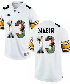 Male Iowa Hawkeyes White Greg Mabin College Football Jersey