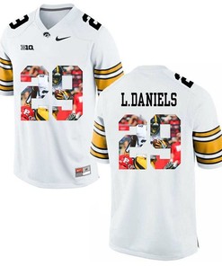 Male Iowa Hawkeyes White LeShun Daniels Jr. College Football Jersey