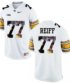 Male Iowa Hawkeyes White Riley Reiff College Football Jersey