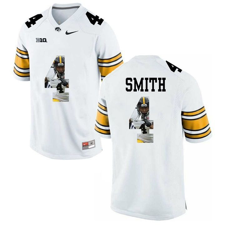 Male Iowa Hawkeyes White Tevaun Smith College Football Jersey