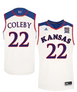 Male Kansas Jayhawks White Dwight Coleby College Basketball Jersey