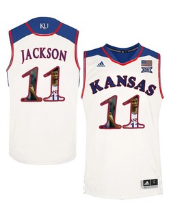 Male Kansas Jayhawks White Josh Jackson College Basketball Portrait Jersey