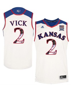 Male Kansas Jayhawks White Lagerald Vick College Basketball Portrait Jersey