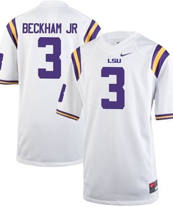 Male LSU Tigers #3 Odell Beckham Jr White College Football Jersey