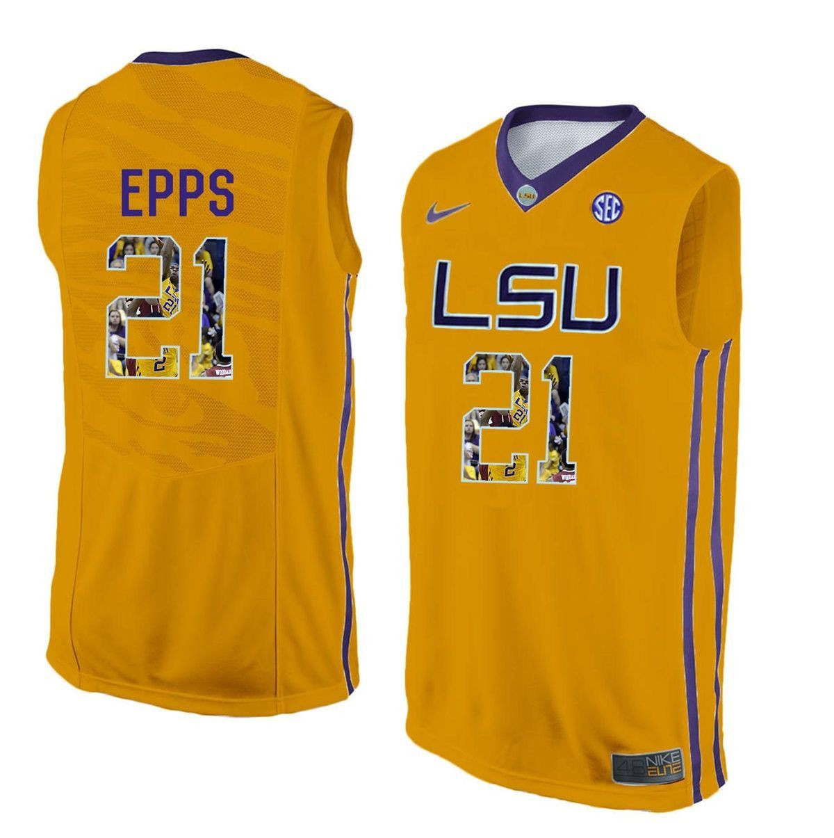 Male LSU Tigers Gold Aaron Epps College Basketball Jersey