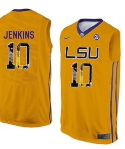 Male LSU Tigers Gold Branden Jenkins College Basketball Jersey