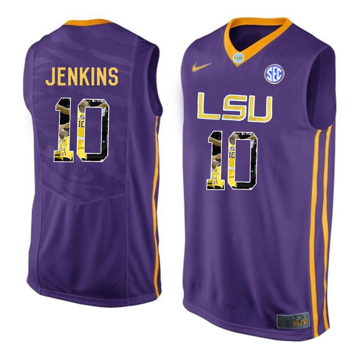 Male LSU Tigers Purple Branden Jenkins College Basketball Jersey