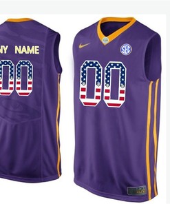 Male LSU Tigers Purple College Basketball US Flag Fashion Customized Jersey