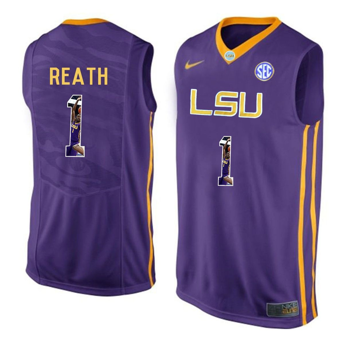 Male LSU Tigers Purple Duop Reath College Basketball Jersey