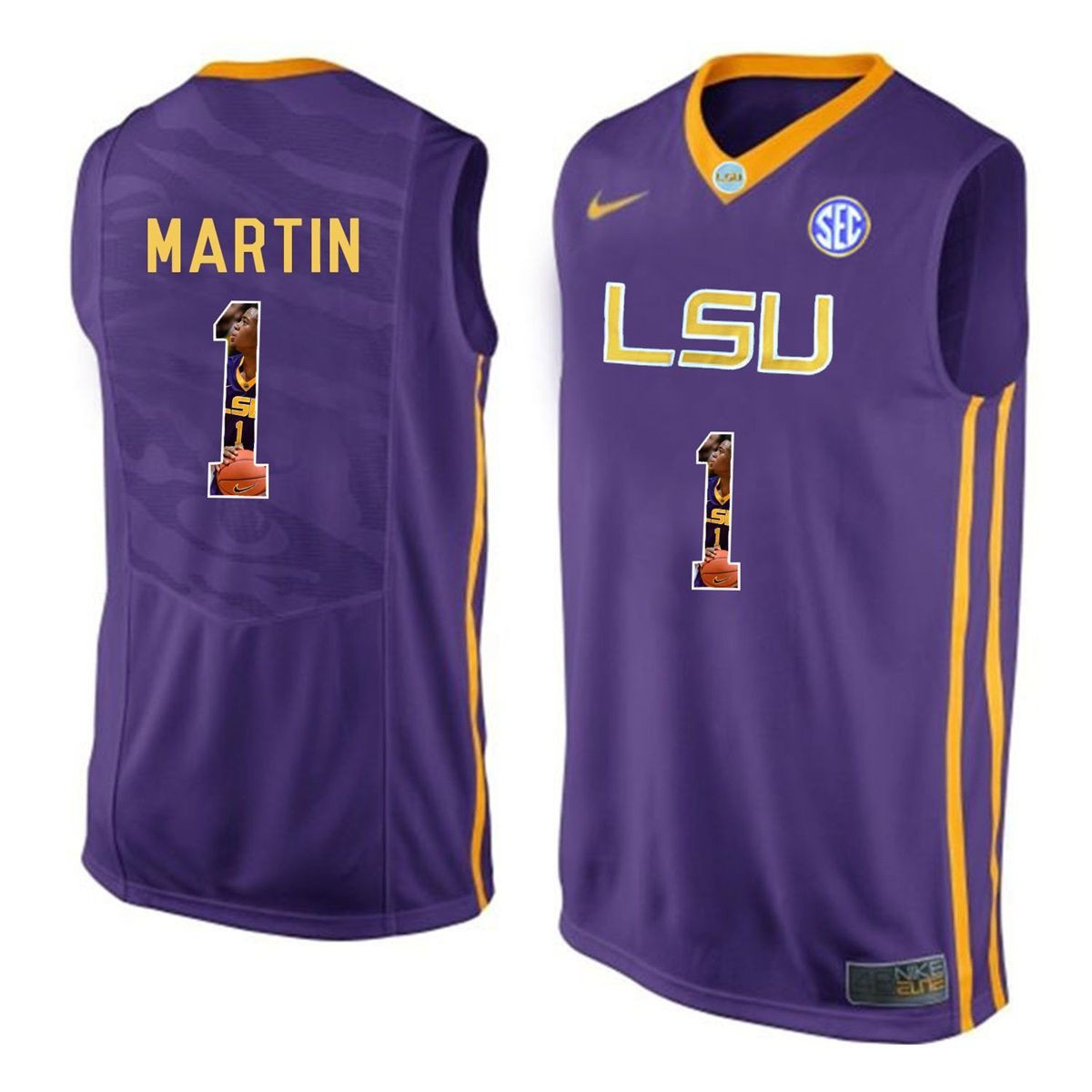 Male LSU Tigers Purple Jarell Martin College Basketball Jersey