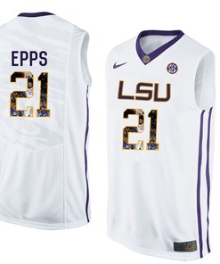Male LSU Tigers White Aaron Epps College Basketball Jersey