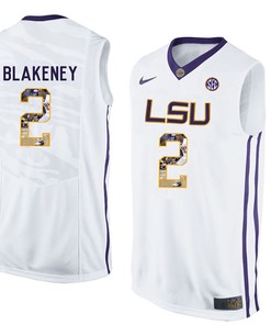 Male LSU Tigers White Antonio Blakeney College Basketball Jersey