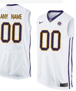 Male LSU Tigers White College Basketball Team Performance Customized Jersey