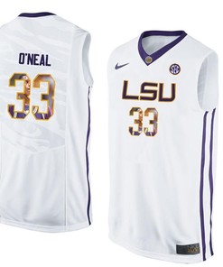 Male LSU Tigers White Shaquille O’Neal College Basketball Jersey