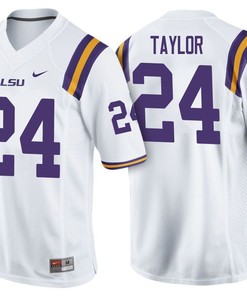 Male LSU Tigers White Tyler Taylor NCAA Football Jersey