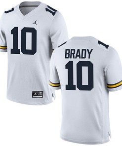 Male Michigan Wolverines #10 Tom Brady White College Football Jersey