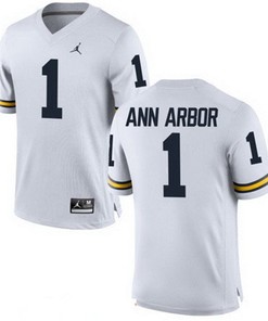 Male Michigan Wolverines White Ann Arbor NCAA Alumni Football Game Jersey
