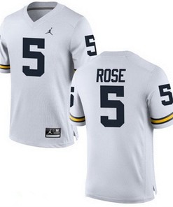 Male Michigan Wolverines White Jalen Rose NCAA Alumni Football Game Jersey