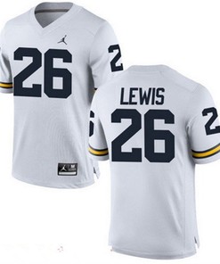 Male Michigan Wolverines White Jourdan Lewis NCAA Alumni Football Game Jersey