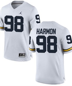 Male Michigan Wolverines White Tom Harmon NCAA Alumni Football Game Jersey
