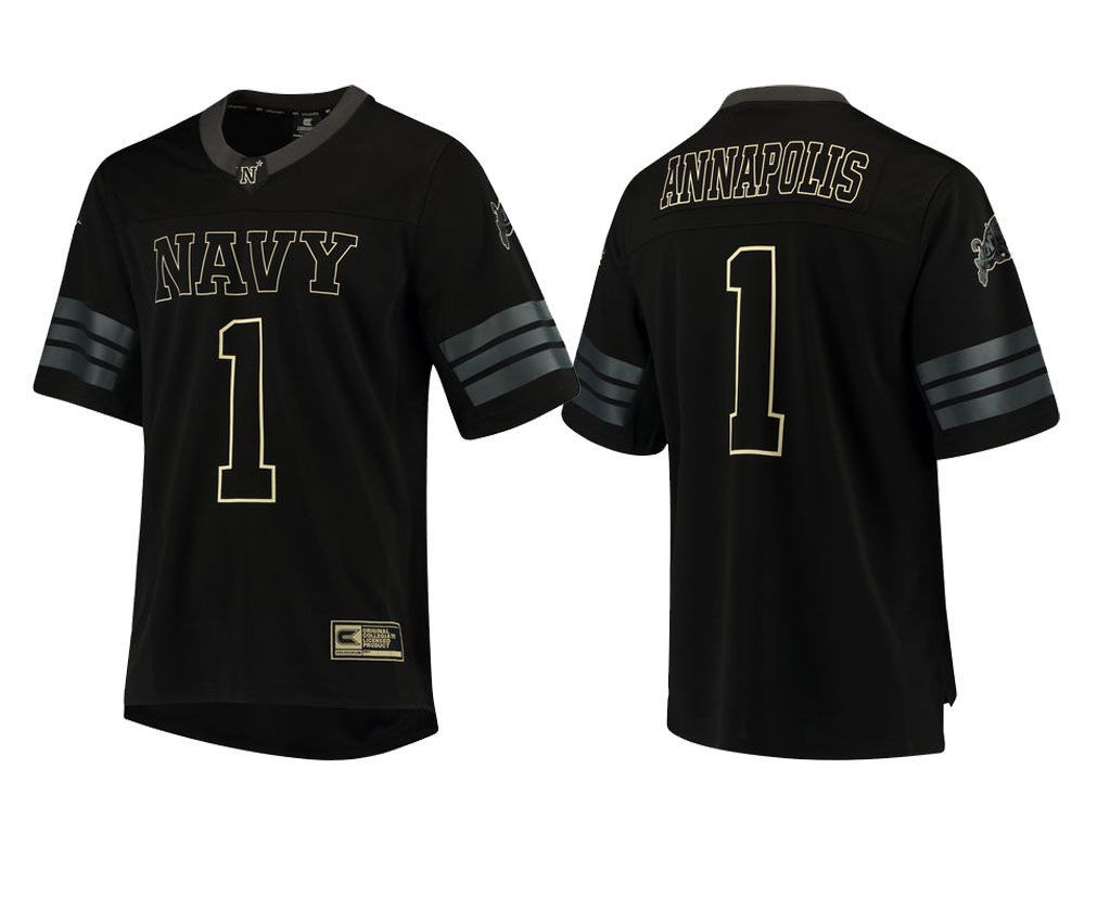 Male Navy Midshipmen Black College Colosseum Blackout Football Jersey