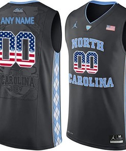 Male North Carolina Tar Heels Black College Basketball US Flag Fashion Customized Jersey