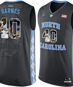 Male North Carolina Tar Heels Black Harrison Barnes NCAA Basketball Jersey with Player Pictorial