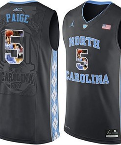 Male North Carolina Tar Heels Black Marcus Paige NCAA Basketball Jersey with Player Pictorial