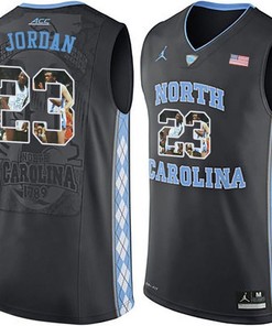 Male North Carolina Tar Heels Black Michael Jordan NCAA Basketball Jersey with Player Pictorial