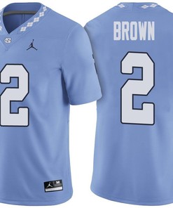 Male North Carolina Tar Heels Carolina Blue Jordon Brown NCAA Football Jersey