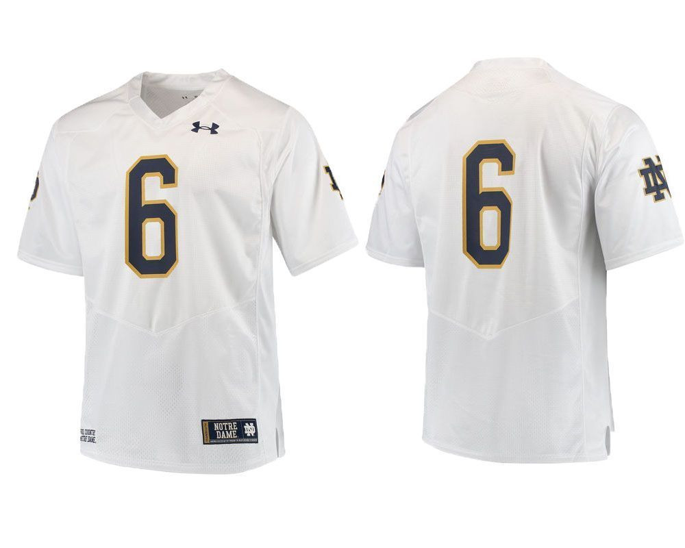 Male Notre Dame Fighting Irish White College Football Performance Jersey