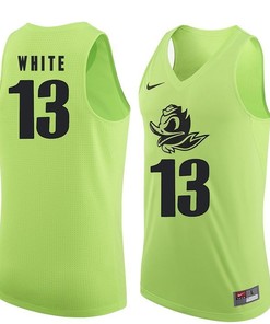 Male Oregon Ducks Apple Green Paul White NCAA Basketball Jersey
