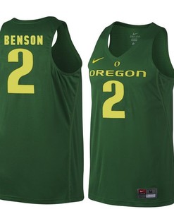 Male Oregon Ducks Dark Green Casey Benson NCAA Basketball Jersey