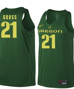 Male Oregon Ducks Dark Green Evan Gross NCAA Basketball Jersey