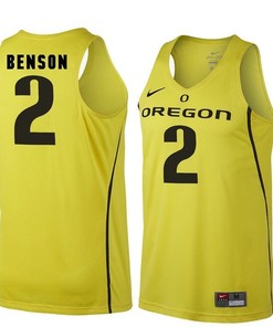 Male Oregon Ducks Gold Casey Benson NCAA Basketball Jersey