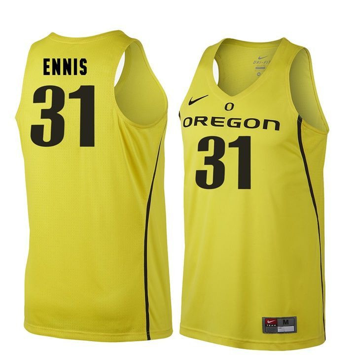 Male Oregon Ducks Gold Dylan Ennis NCAA Basketball Jersey