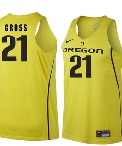 Male Oregon Ducks Gold Evan Gross NCAA Basketball Jersey