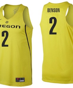 Male Oregon Ducks Yellow Casey Benson NCAA College Basketball Jersey