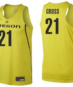Male Oregon Ducks Yellow Evan Gross NCAA College Basketball Jersey