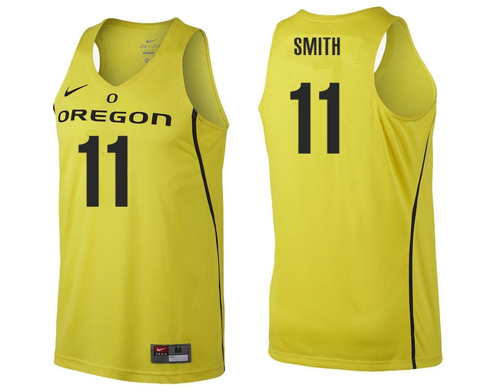 Male Oregon Ducks Yellow Keith Smith NCAA College Basketball Jersey