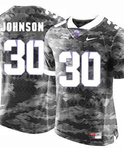 Male TCU Horned Frogs Grey Denzel Johnson College Football Jersey