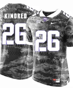 Male TCU Horned Frogs Grey Derrick Kindred College Football Jersey