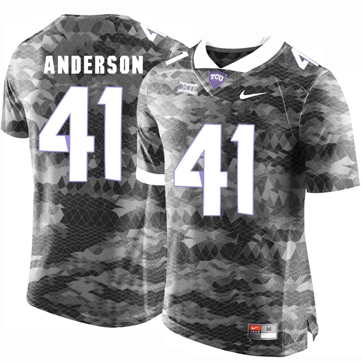 Male TCU Horned Frogs Grey Jonathan Anderson College Football Jersey