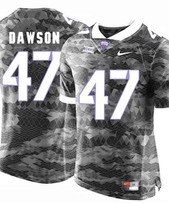 Male TCU Horned Frogs Grey P.J. Dawson College Football Jersey