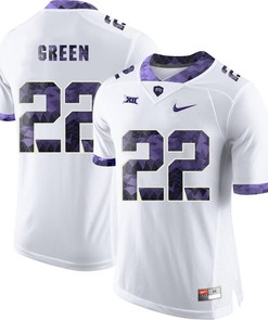 Male TCU Horned Frogs White Aaron Green College Football Jersey